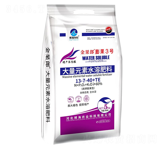高鉀膨果型大量元素水溶肥料13-7-40+TE-金果郎膨果3號-博海作科